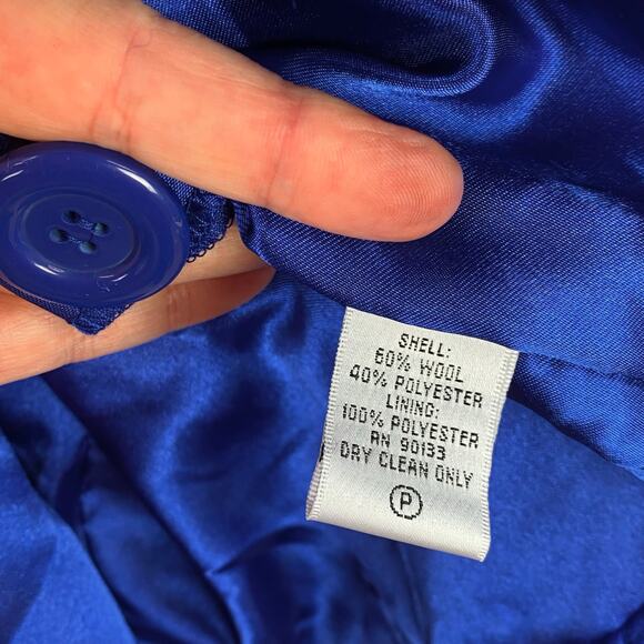 Linea Wool Blend Boucle Textured Coat Size 1X Cobalt Blue Lined - Picture 5 of 6